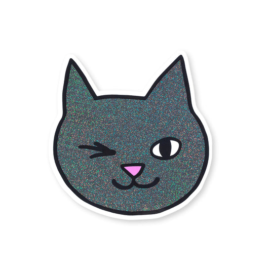 Winky Cat Sticker - Black Pixie Dust