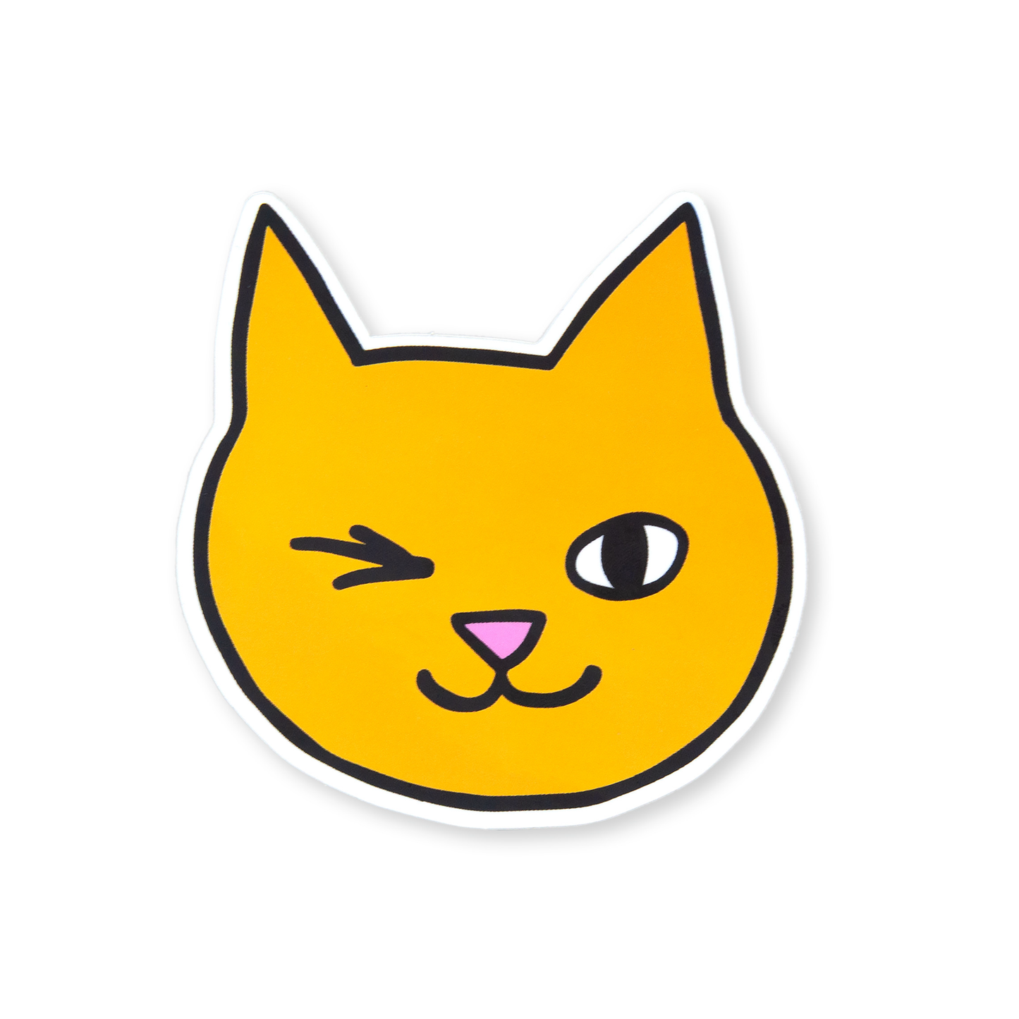 Winky Cat Sticker - Gold Mirror