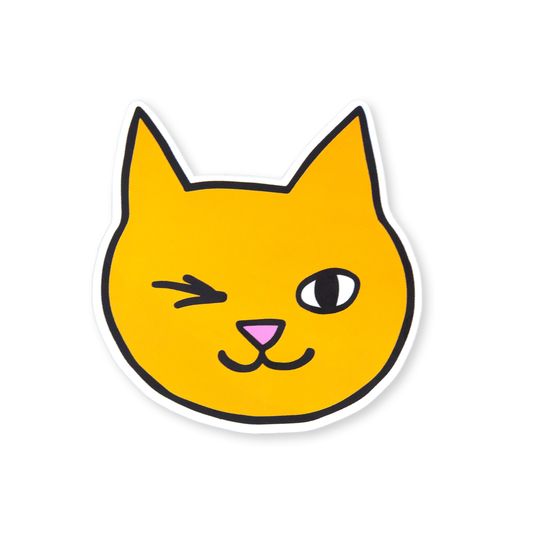 Winky Cat Sticker - Gold Mirror